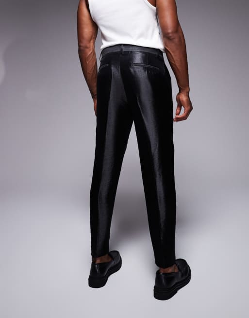 ASOS DESIGN - Toelopende pantalon van metallic jacquard in zwart, 2 van 5