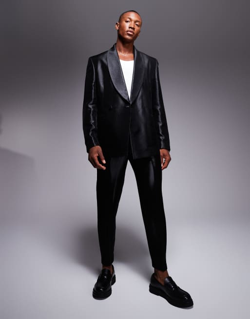 ASOS DESIGN - Toelopende pantalon van metallic jacquard in zwart, 5 van 5