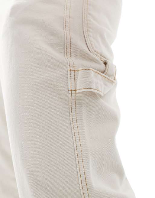 ASOS DESIGN - Toelopende timmermansjeans in ecru, 3 van 5