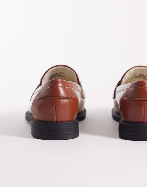 ASOS DESIGN - Tofarvede brune penny-loafers med cremehvid raffia-detalje, 4 af 4