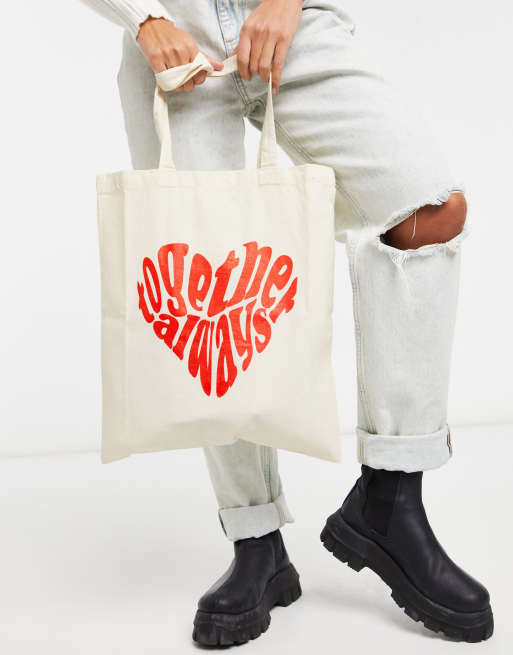ASOS DESIGN - Together Always - Borsa shopper in cotone