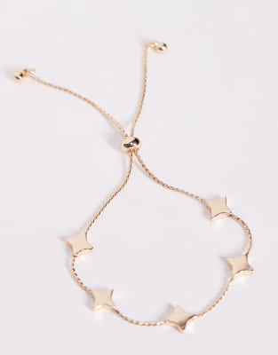 Asos Design Toggle Bracelet With Stars In Gold