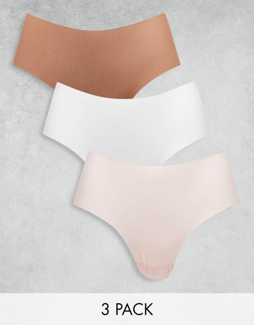ASOS DESIGN – Ton-i-ton-färgade trosor i shortsmodell utan synlliga kanter, 3-pack