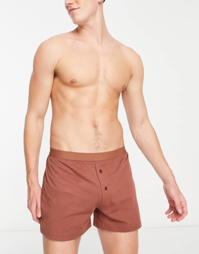 ASOS DESIGN tonal jersey boxer in brown