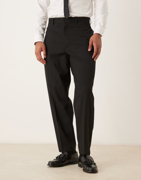 ASOS DESIGN tonal metallic stripes oversized tapered suit pants in black - view 1