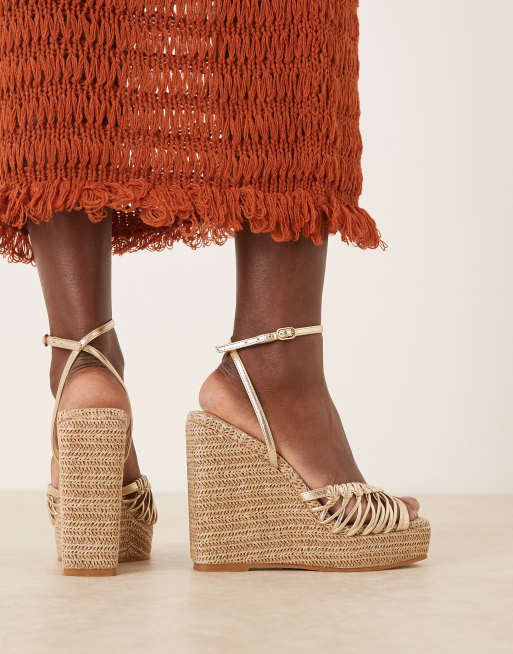 ASOS DESIGN - Toni - Zeppe intrecciate color oro con nodi, 4 di 4
