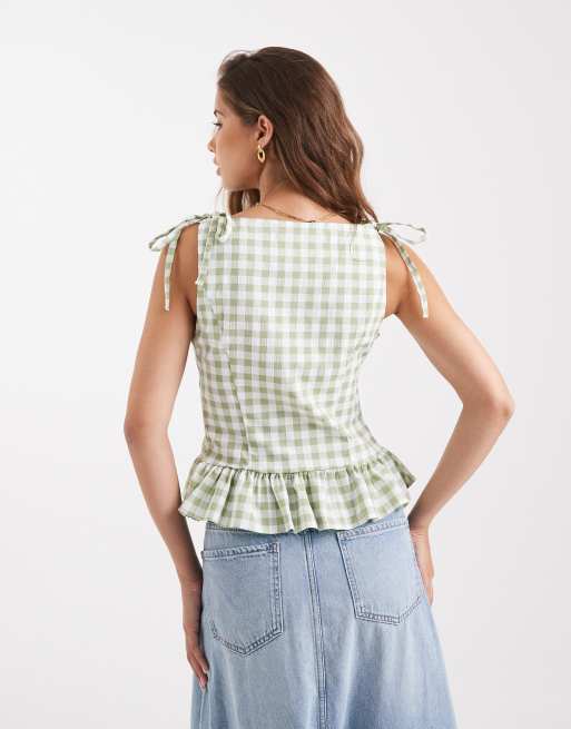 ASOS DESIGN - Top à bretelles nouées - Vichy menthe, 4 de 4