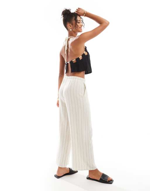 ASOS DESIGN - Top a canottiera nero con dettagli in corda