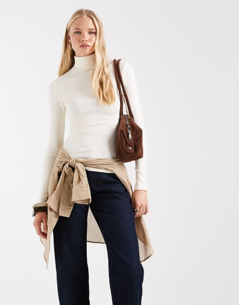 ASOS DESIGN top à col cheminée à manches longues crème - view 1