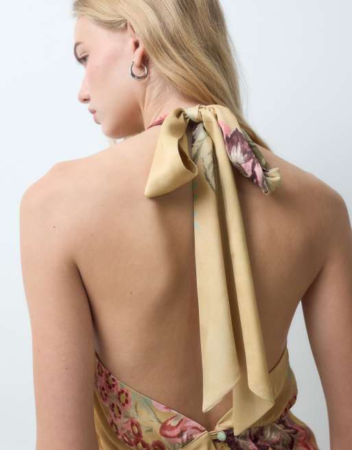 ASOS DESIGN top à col mao croisé en satin à imprimé fleuri, 2 de 4