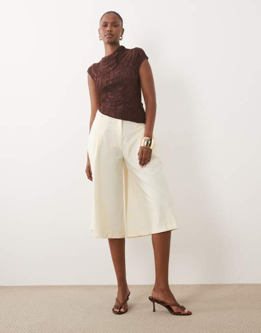 ASOS DESIGN top à col montant effet dévoré à motif tourbillon chocolat, 3 de 4