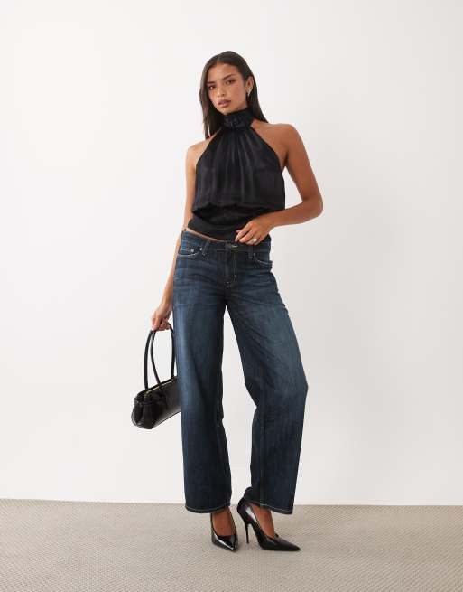 ASOS DESIGN top à col montant et dos nu avec écharpe noir, 2 de 4