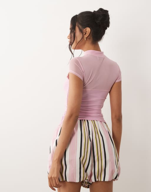 ASOS DESIGN - Top à découpes en tissu bouclé - Rose, 4 de 4