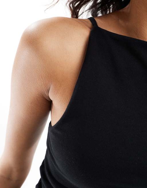 ASOS DESIGN - Top a doppio strato stile anni '90 nero con spalline sottili e scollo a barchetta, 4 di 4