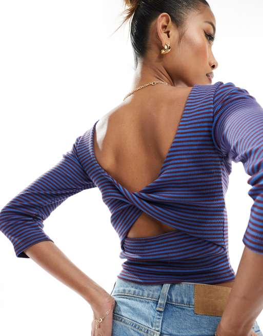 ASOS DESIGN - Top à dos ouvert torsadé et rayures colorées