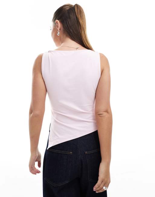 ASOS DESIGN - Top à encolure bateau et bretelles torsadées - Rose pastel, 2 de 4