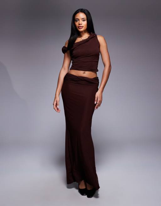 ASOS DESIGN - Top à épaules dénudées et bretelles torsadées à assortir - Chocolat, 3 de 4