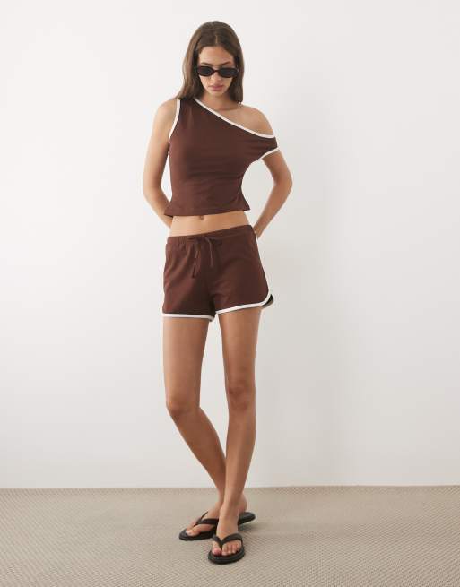 ASOS DESIGN - Top à épaules dénudées et liseré - Marron, 2 de 4