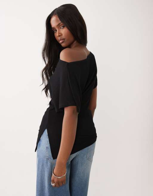 ASOS DESIGN - Top à épaules tombantes - Noir, 4 de 4