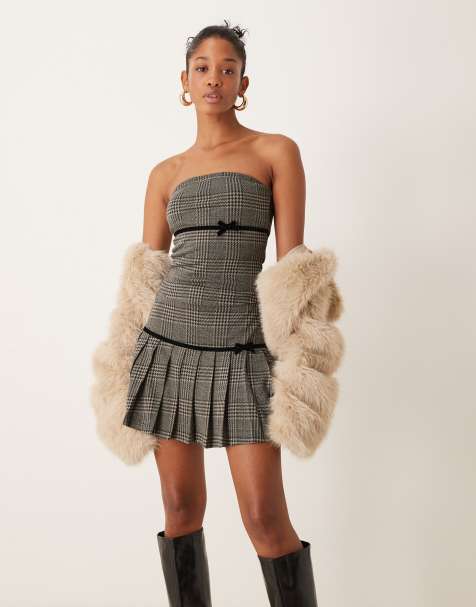 ASOS DESIGN - Top a fascia a quadri con fiocco in coordinato - view 1