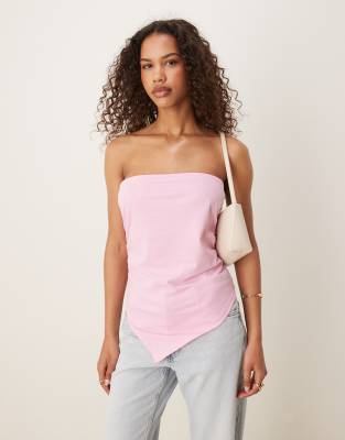 ASOS DESIGN - Top a fascia asimmetrico rosa arricciato - view 1