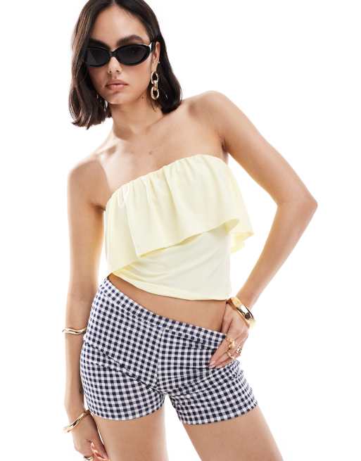 ASOS DESIGN - Top a fascia color latticello con volant