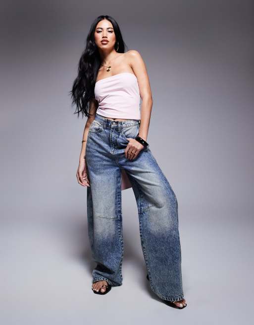 ASOS DESIGN - Top a fascia color rosa pastello allacciato in vita, 2 di 4