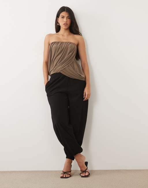 ASOS DESIGN - Top a fascia drappeggiato color moka, 2 di 4
