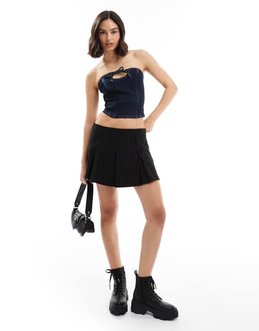 ASOS DESIGN - Top a fascia in denim indaco con cut-out, 2 di 4