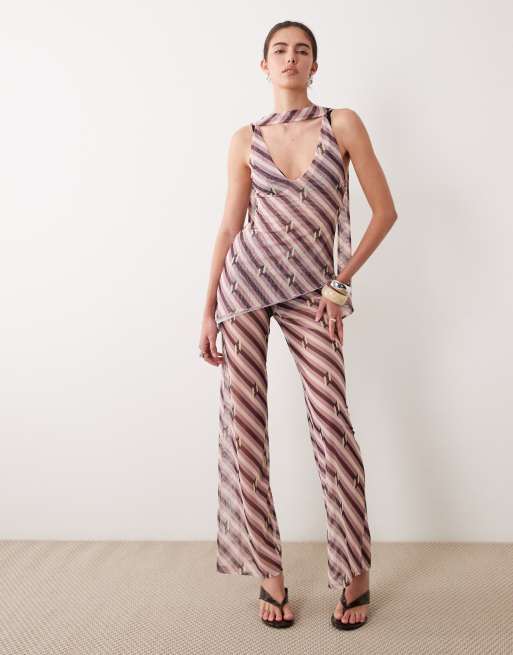 ASOS DESIGN - Top a fascia lungo in rete con stampa in coordinato, 3 di 4