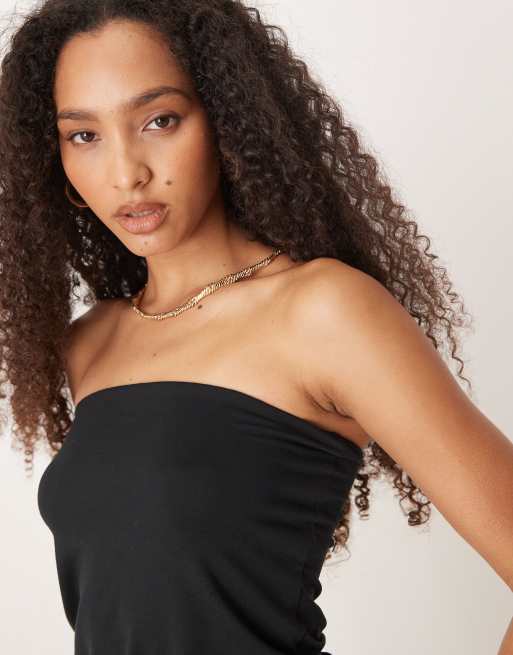 ASOS DESIGN - Top a fascia nero morbido stretto in vita, 4 di 4