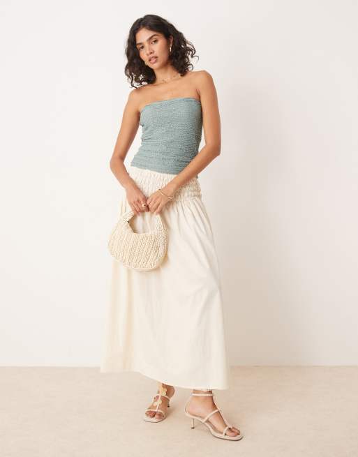 ASOS DESIGN - Top a fascia taglio lungo semitrasparente all'uncinetto verde salvia, 2 di 4