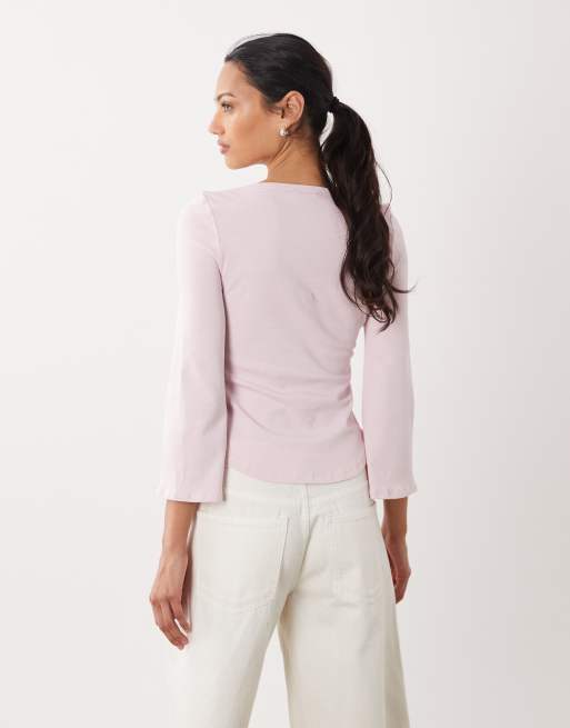ASOS DESIGN top à manches 3/4 avec encolure bateau en lilas, 4 de 4
