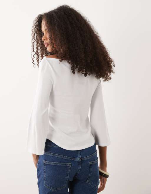 ASOS DESIGN - Top à manches 3/4 et encolure bateau - Blanc, 4 de 4