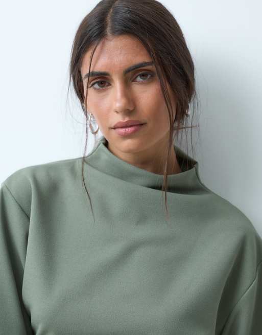 ASOS DESIGN - Top à manches courtes et col montant - Kaki, 4 de 4