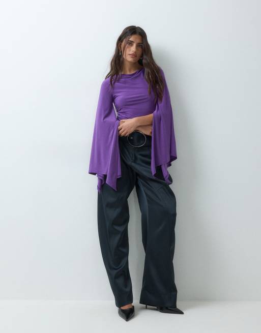 ASOS DESIGN top à manches drapées et dos nu violet, 4 de 5