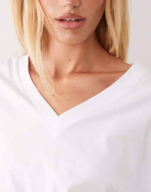 ASOS DESIGN top à manches longues col V blanc, 3 de 4