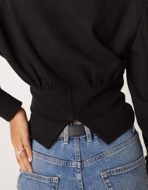 ASOS DESIGN - Top à manches longues en tissu ultra-doux avec taille style corset - Noir, 2 de 4