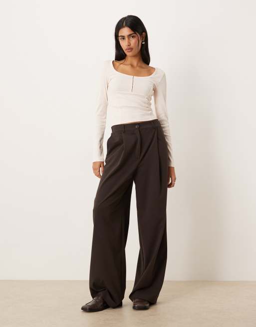 ASOS DESIGN - Top à manches longues et col arrondi avec détails de coutures - Crème, 2 de 4