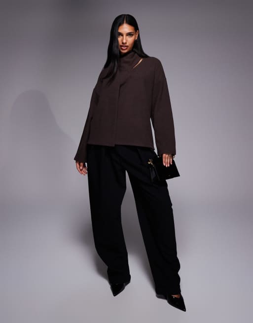 ASOS DESIGN - Top à manches longues et détail foulard - Marron, 2 de 4