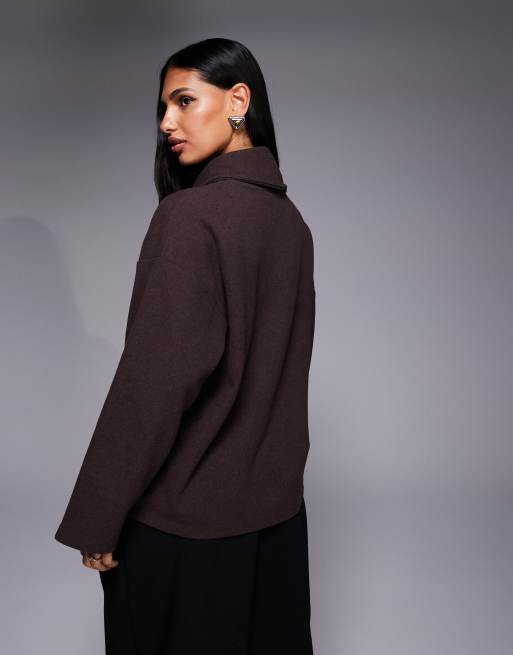 ASOS DESIGN - Top à manches longues et détail foulard - Marron, 4 de 4
