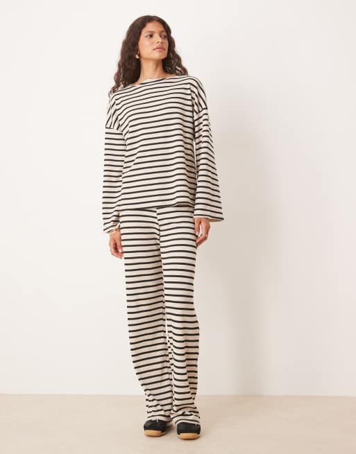 ASOS DESIGN - Top a maniche lunghe a nido d'ape monocromatico a righe in coordinato, 2 di 4