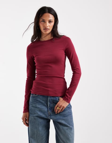 ASOS DESIGN - Top a maniche lunghe attillata rosso intenso - view 1