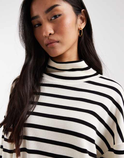ASOS DESIGN - Top a maniche lunghe con collo a imbuto e fondo asimmetrico a righe in coordinato, 3 di 4