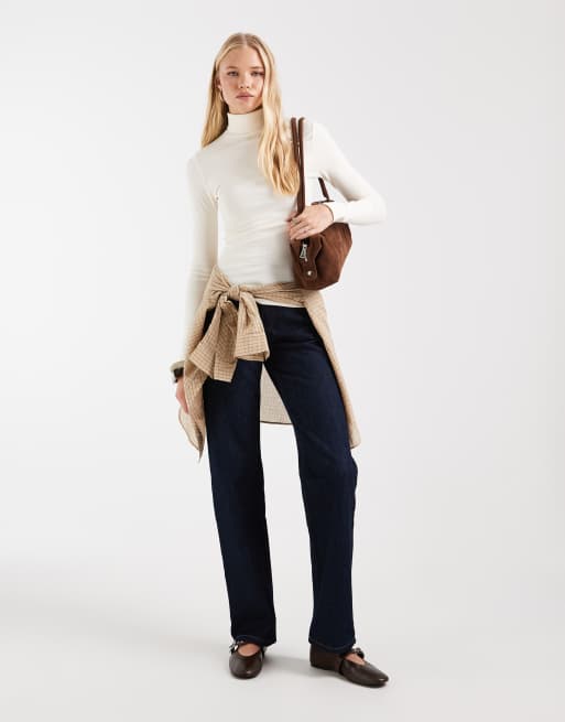 ASOS DESIGN top a maniche lunghe con collo alto in crema, 2 di 4