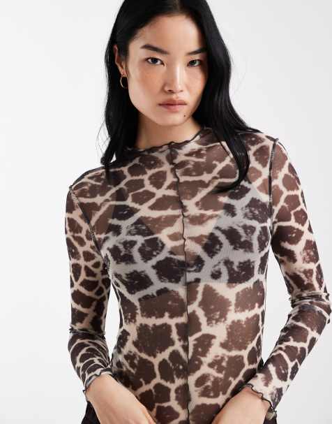 ASOS DESIGN - Top a maniche lunghe con stampa animalier - view 1
