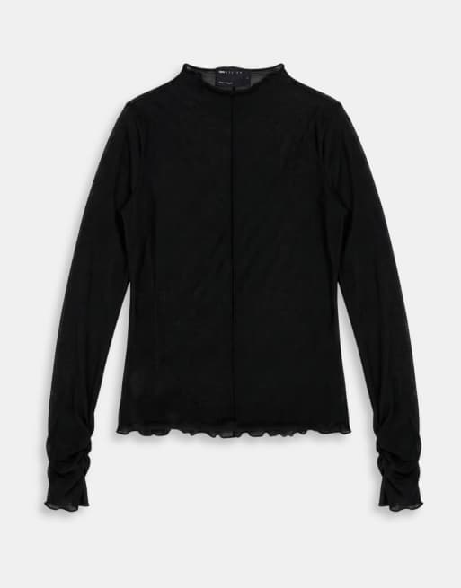 ASOS DESIGN top a maniche lunghe effetto maglia con dettagli di cucitura nero, 5 di 8
