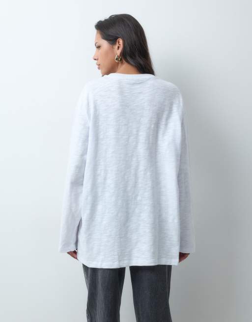 ASOS DESIGN top a maniche lunghe girocollo bianco, 3 di 5