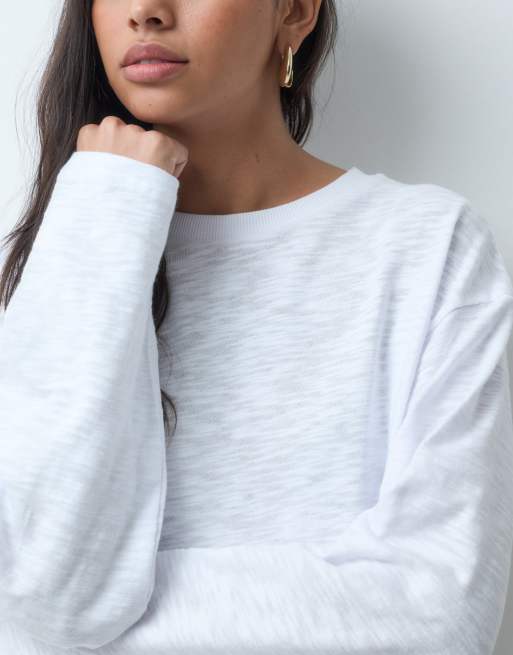 ASOS DESIGN top a maniche lunghe girocollo bianco, 4 di 5