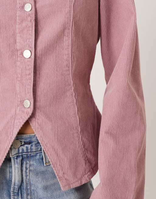 ASOS DESIGN - Top a maniche lunghe in tessuto a coste stretto in vita, 4 di 4
